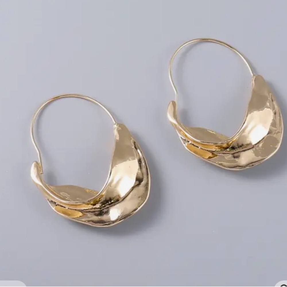 Anthropologie Shiny Gold Hoop Earrings